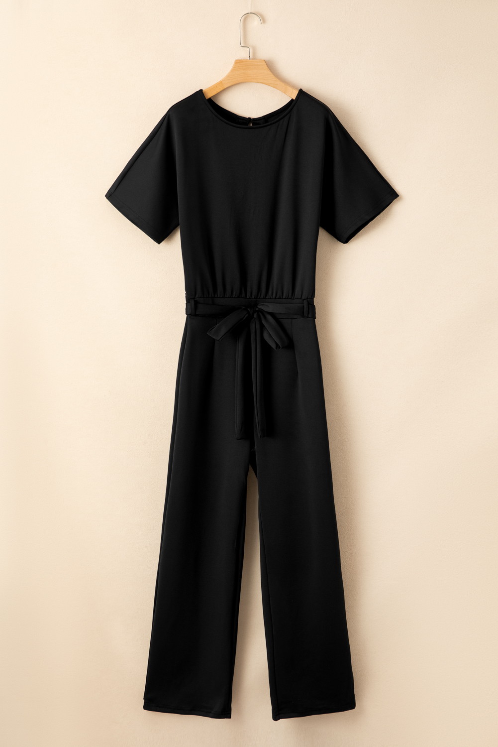 Black Dolman Sleeve Belted Straight Leg Jumpsuit