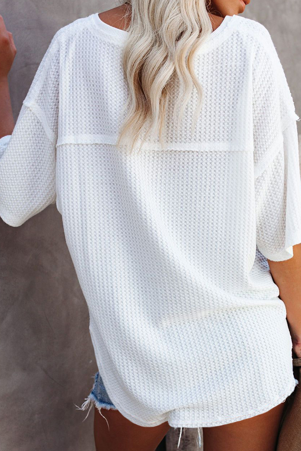 White Patriotic Bow Boots Patched Breathable Texture V Neck Loose Tee