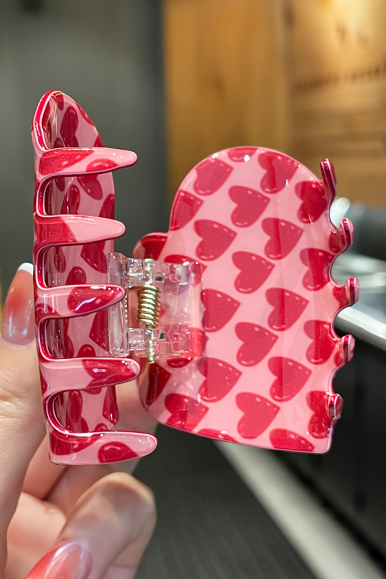 Rose Red Sweet Valentines Heart Shape PVC Hair Claw Clip