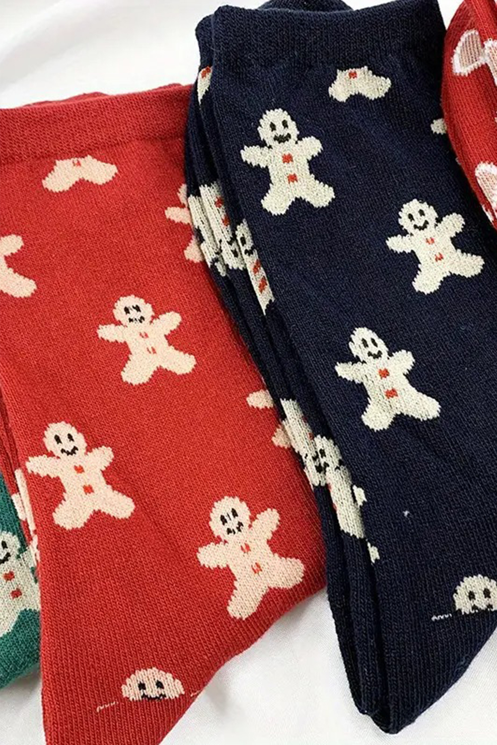 Fiery Red Christmas Gingerbread Man Cozy Crew Socks