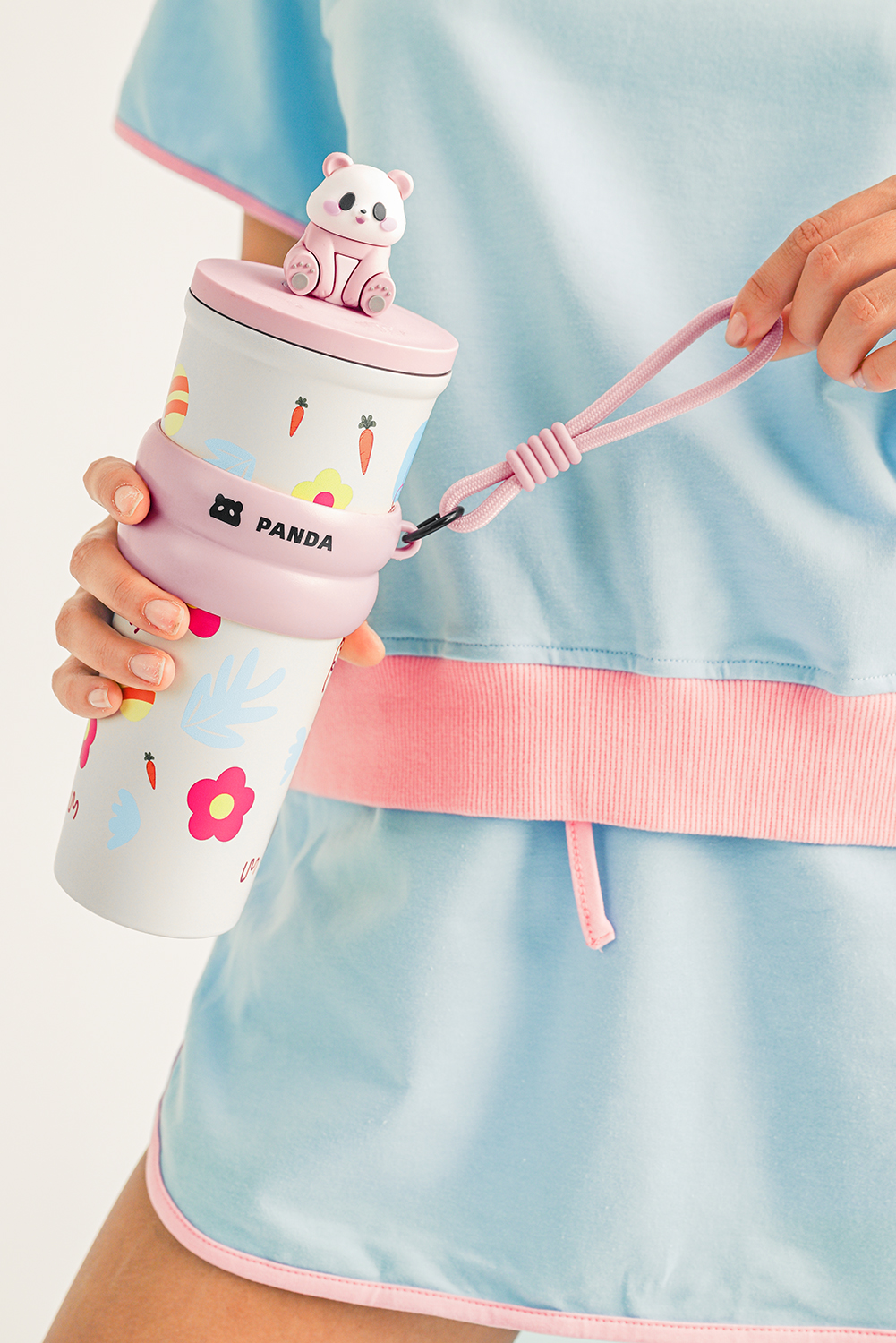 Pink Panda Decor Cute Print Stainless Steel Vacuum Cup 23OZ