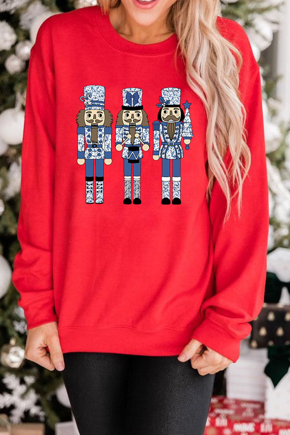 Red Christmas Nutcracker Men Guard Graphic Pullover Sweatshirt