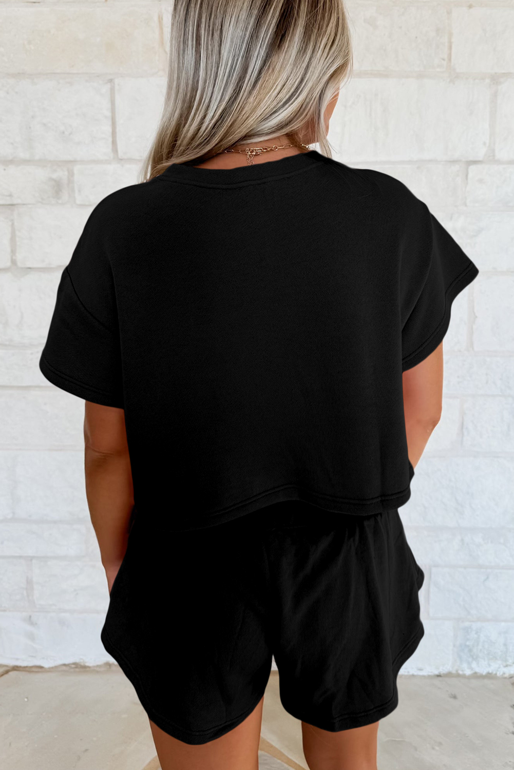 Black American Flag Inspired Bow Print Relaxed Tee and Skort 2pcs Outfit