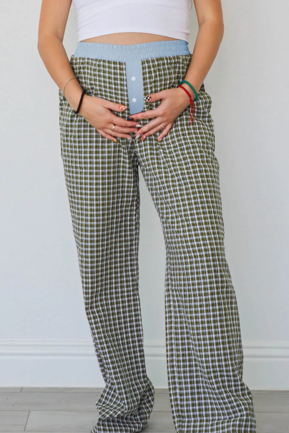 Brown Preppy Gingham Boxer Pants