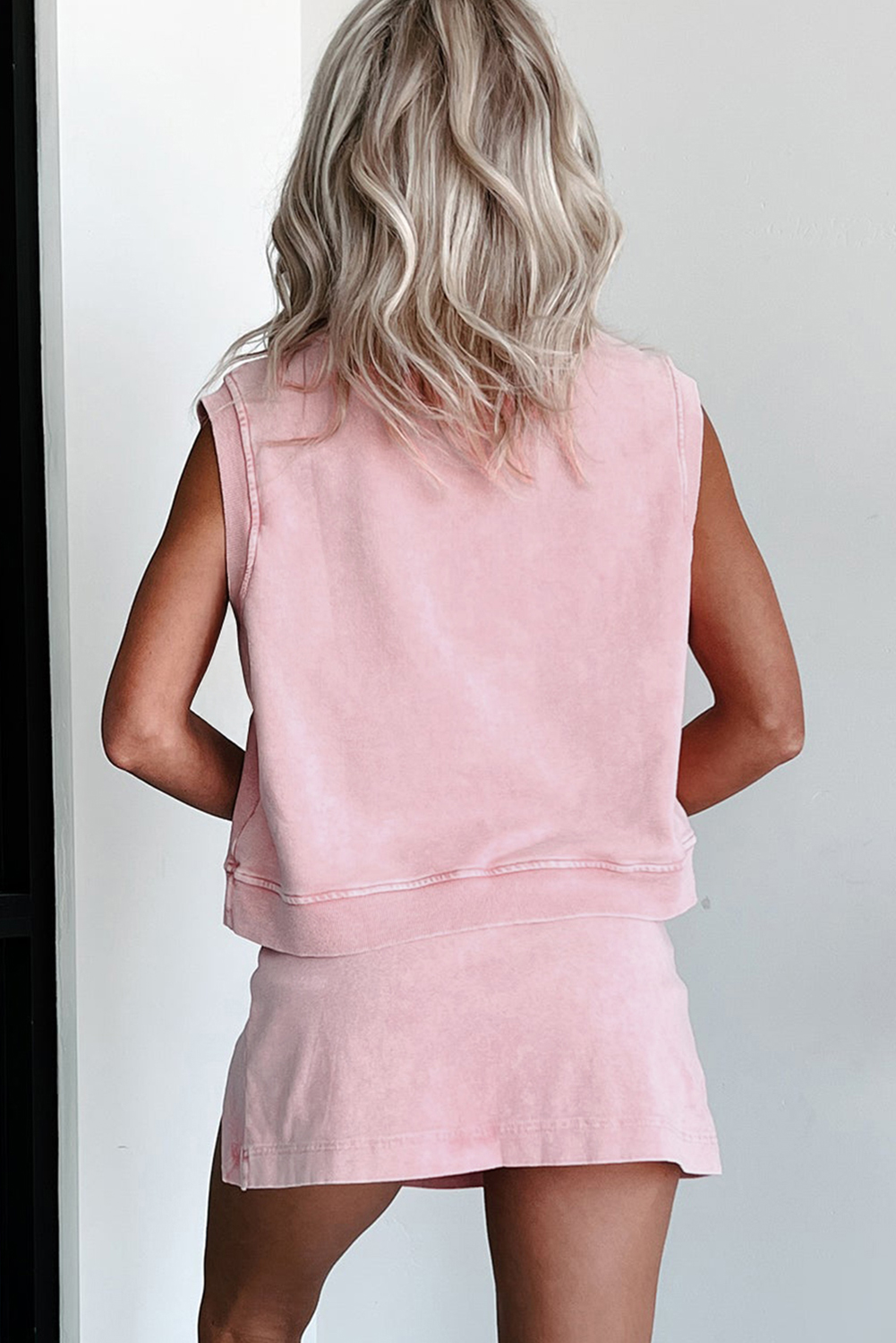 Light Pink USA Flag Graphic Tank Top and Skort Short Set