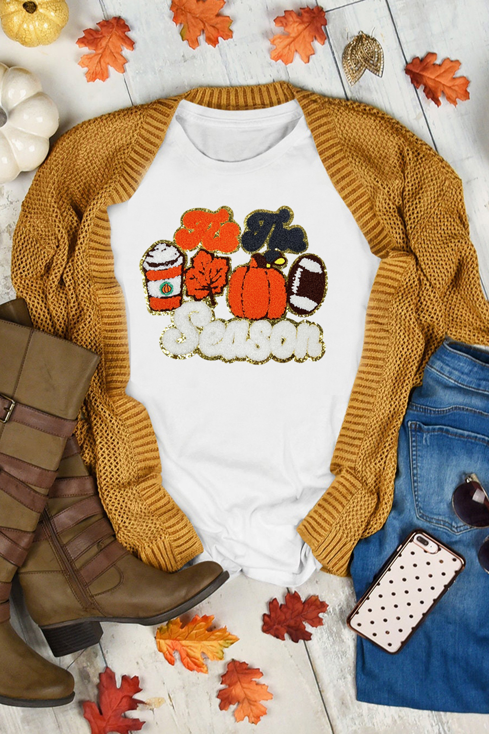White Tis The Season Pumpkin Spice Latte Lover Graphic Crewneck T Shirt