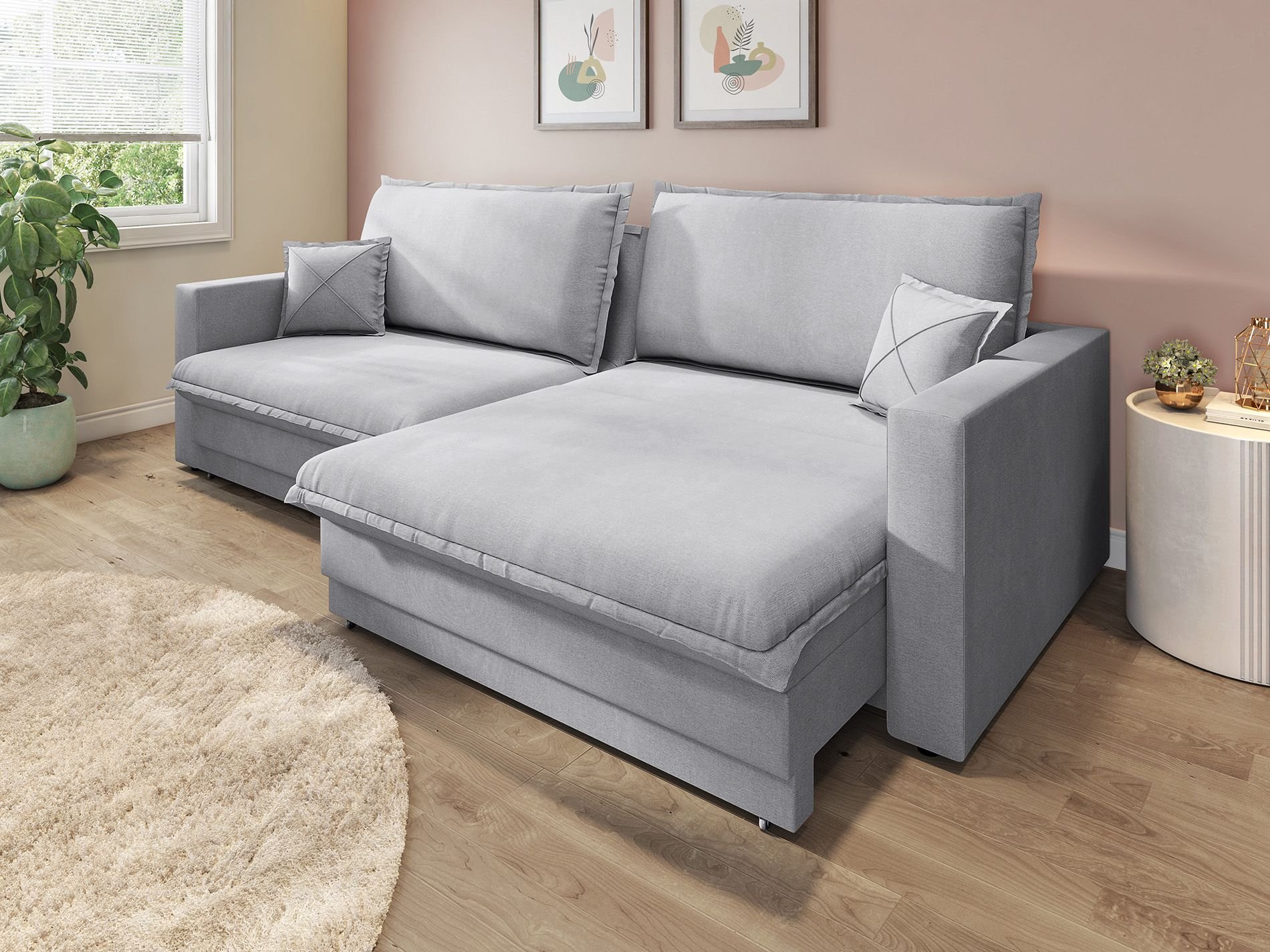 Sofá Tango 2,00m sem Caixa, Retrátil e Reclinável Linho Soft Prata - Netsofas