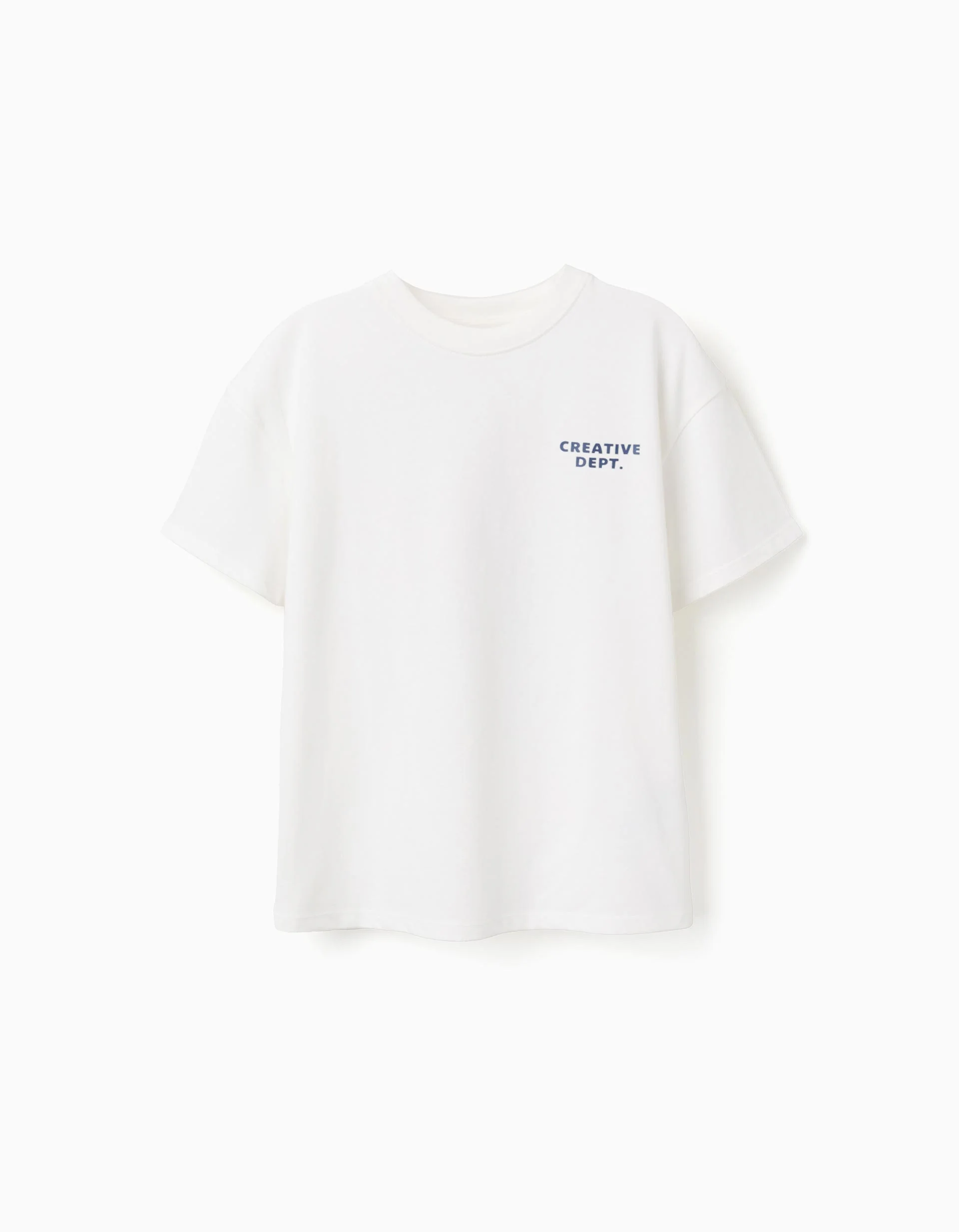 Cotton T-shirt with Creativity prints for boys, white