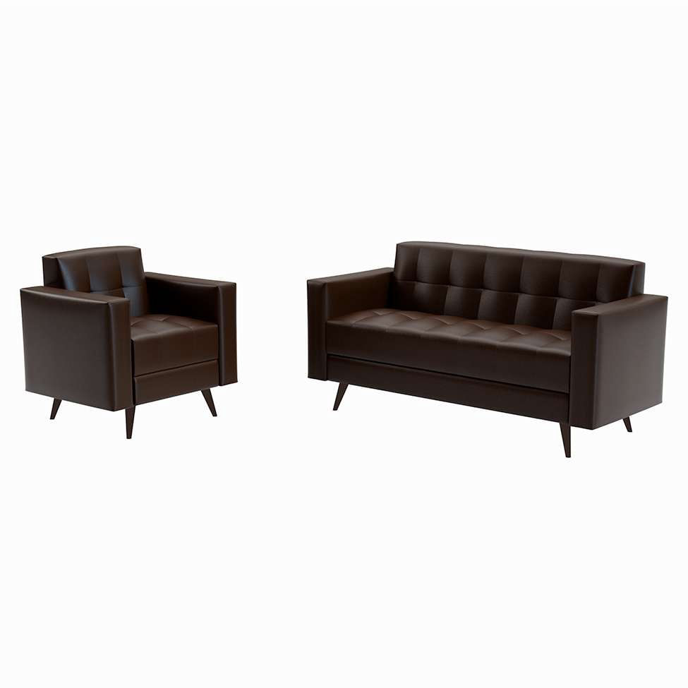 Conjunto de Sofá 2 Lugares e Poltrona Vitrola Revestimento Sintético Marrom em Promoção | Ofertas na Americanas