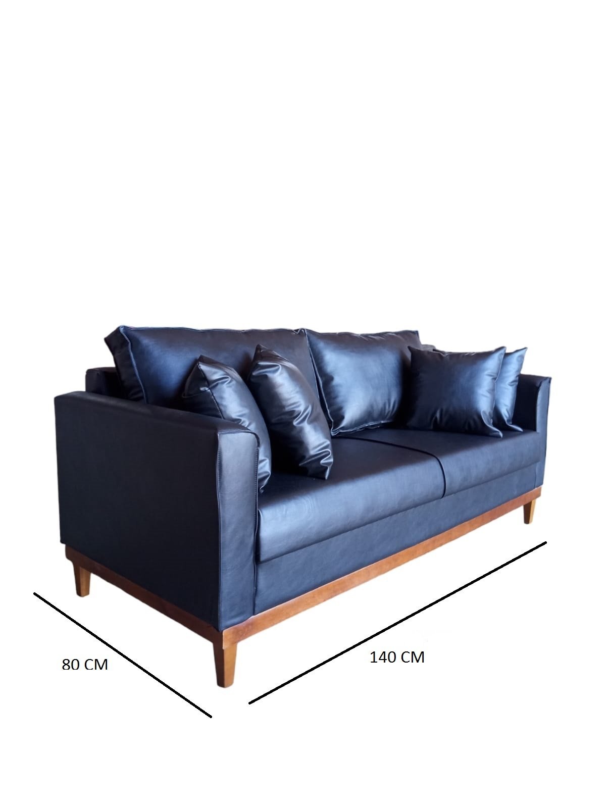 Sofá 2 Lugares Beny Base De Madeira Corano Preto Rr Decor