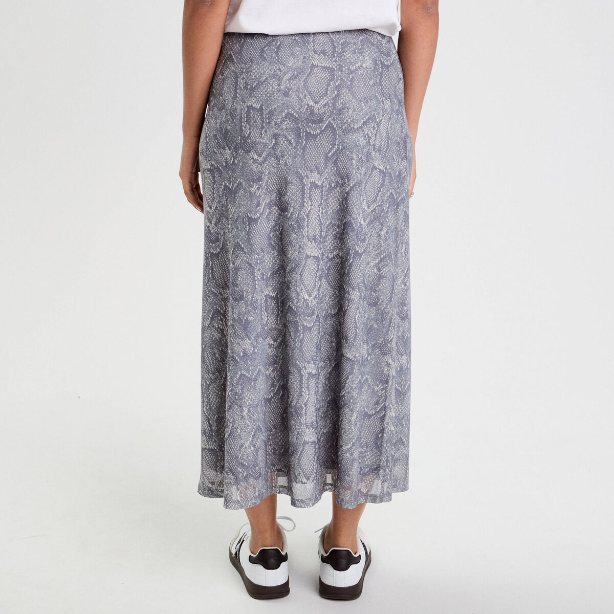 Jupe longue évasée bleu gris femme