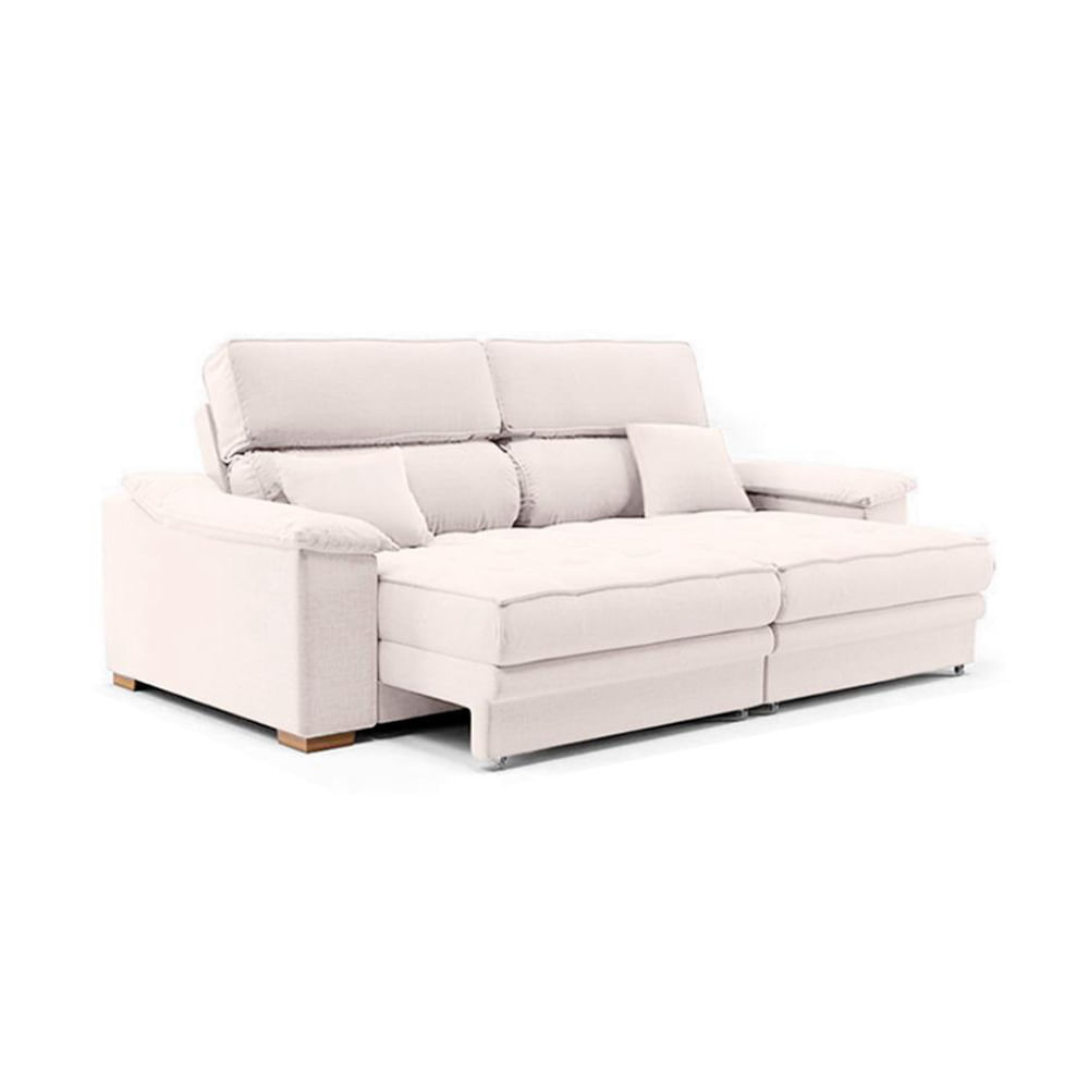 Sofá 3 Lugares Retrátil e Reclinável Lupin Linho Cru 180 cm