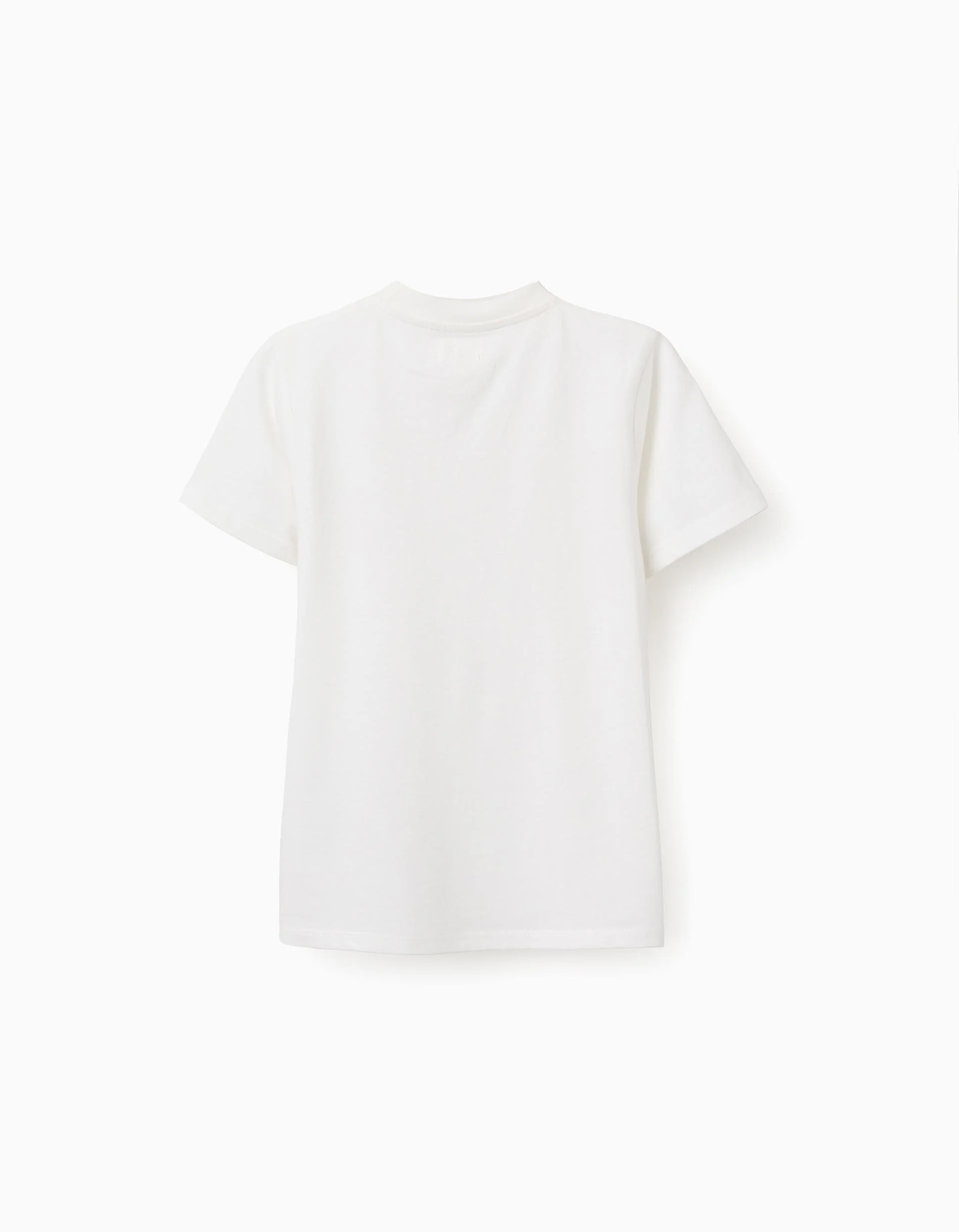 Cotton T-shirt with striped chest pocket for boys, white/red