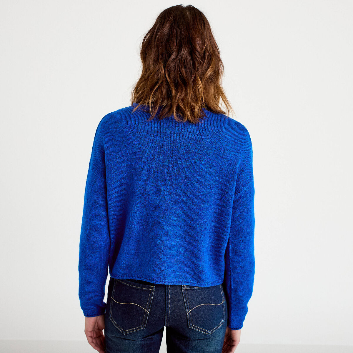 Pull manches longues bleu electrique femme