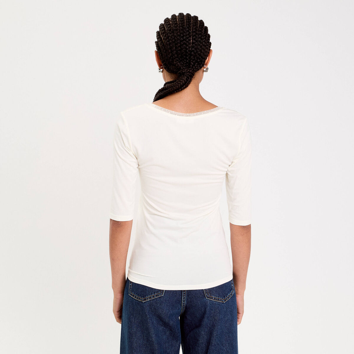 T-shirt thermique manches courtes ecru femme