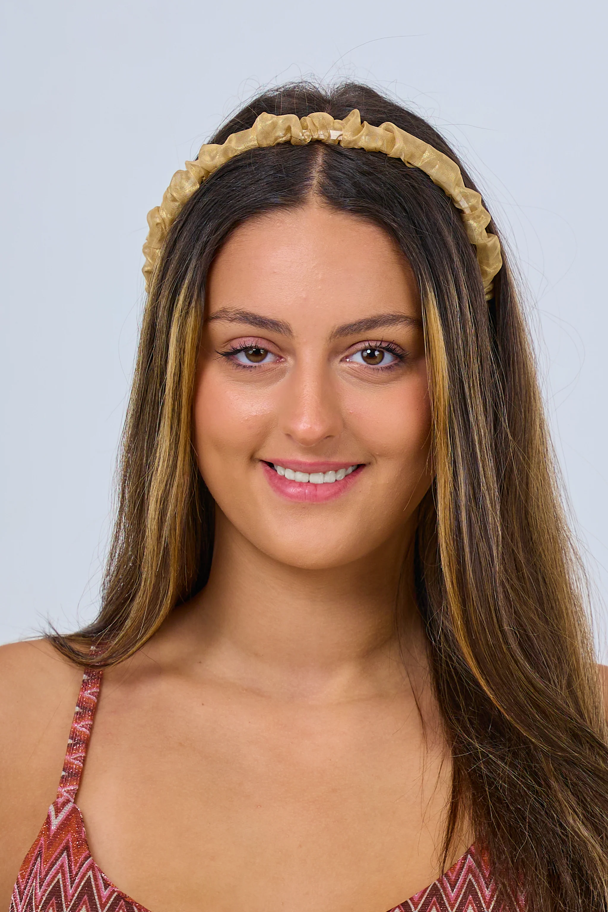 Süßer Haarreif mit Stoff, goldfarben