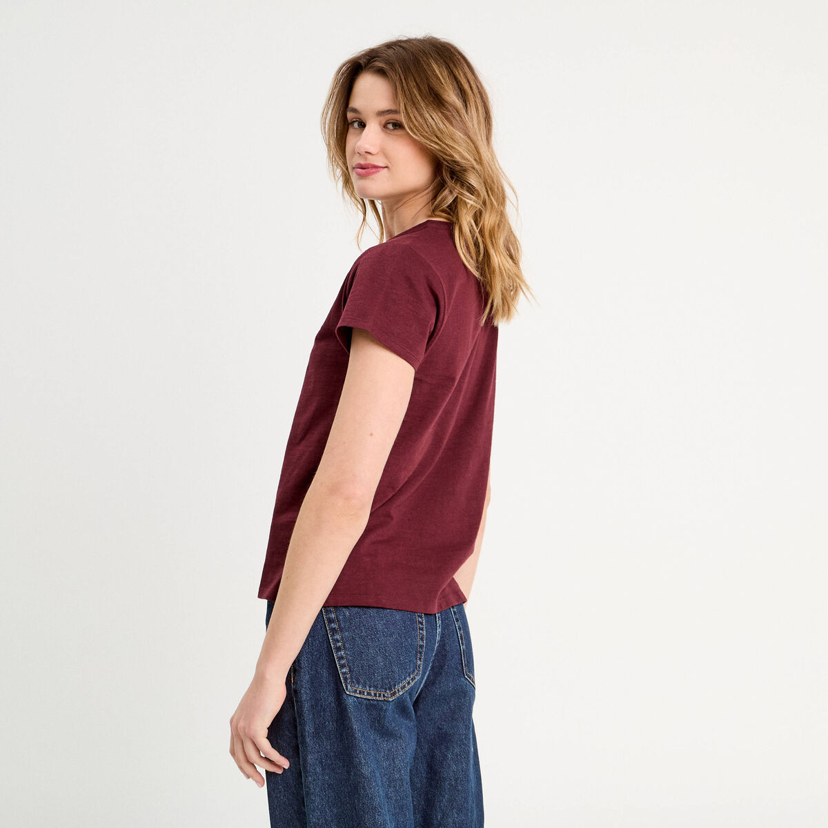 T-shirt manches courtes violet foncé femme