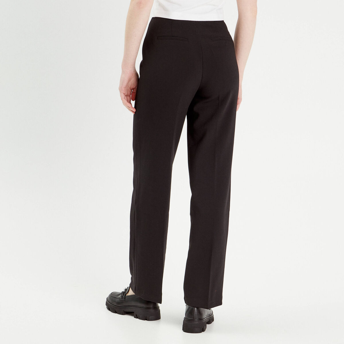 Pantalon city large noir femme