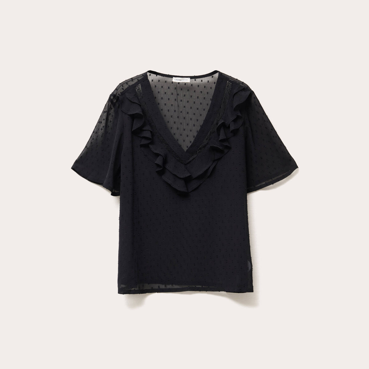 Blouse manches courtes noir femme