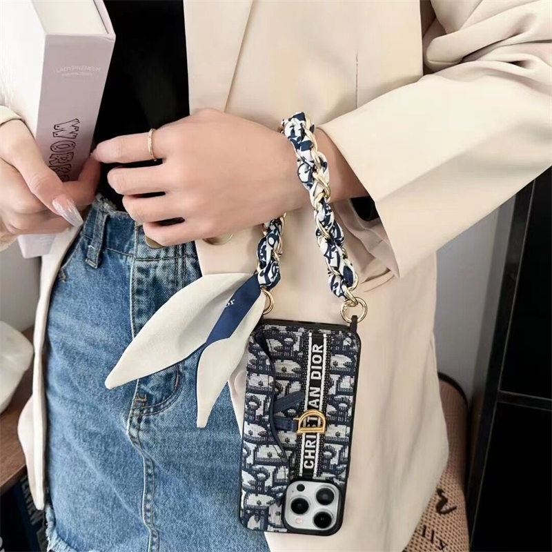ディオール アイフォン17/17pro ケース チェーンストラップ/スカーフ付き iphoneケース ブランド レディース dior iphone16/15pro ケース ハイ ブランド IPhone14 スマホケース ブランド かわいい