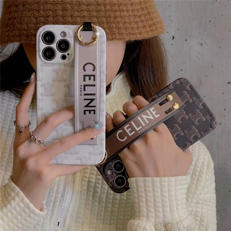 セリーヌ新作 iphone16/16pro maxケース ベルト付き おしゃれ iphone15/14pro max ソフトケース CELINE風 芸能人 携帯 ケース iphone13/12pro インスタ風 アイフォンカバーx/xr カップル