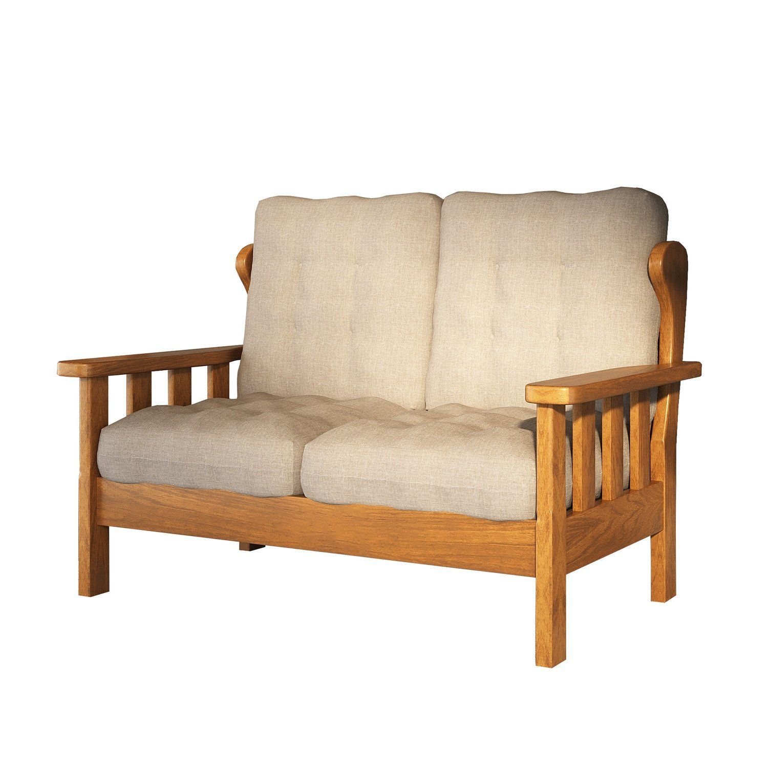 Sofá 2 Lugares com Almofadas Madeira Maciça