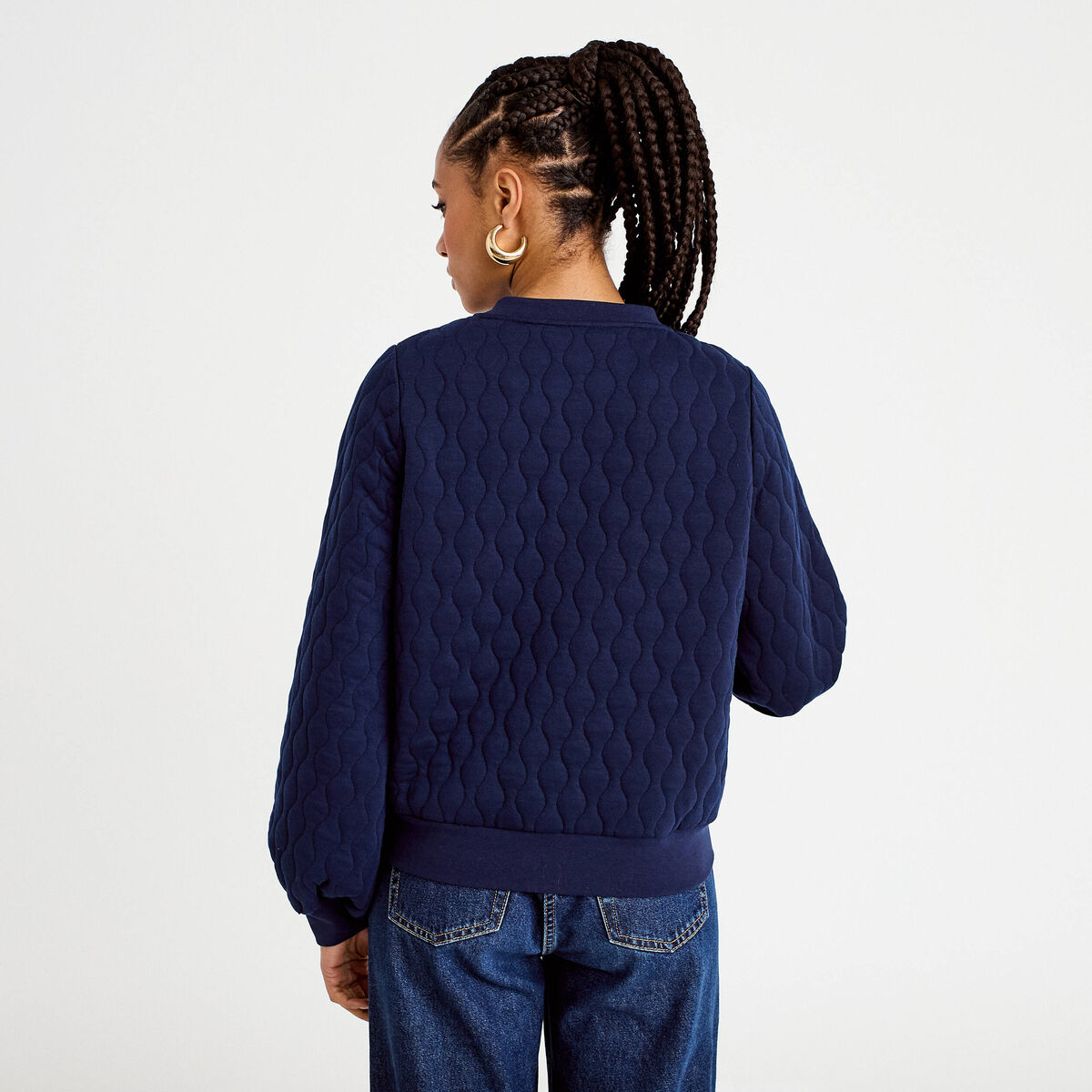 Bomber manches longues bleu marine femme