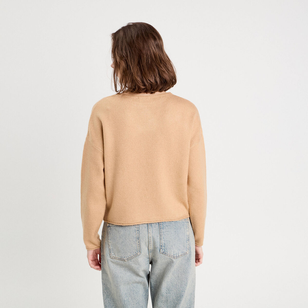 Pull manches longues beige femme