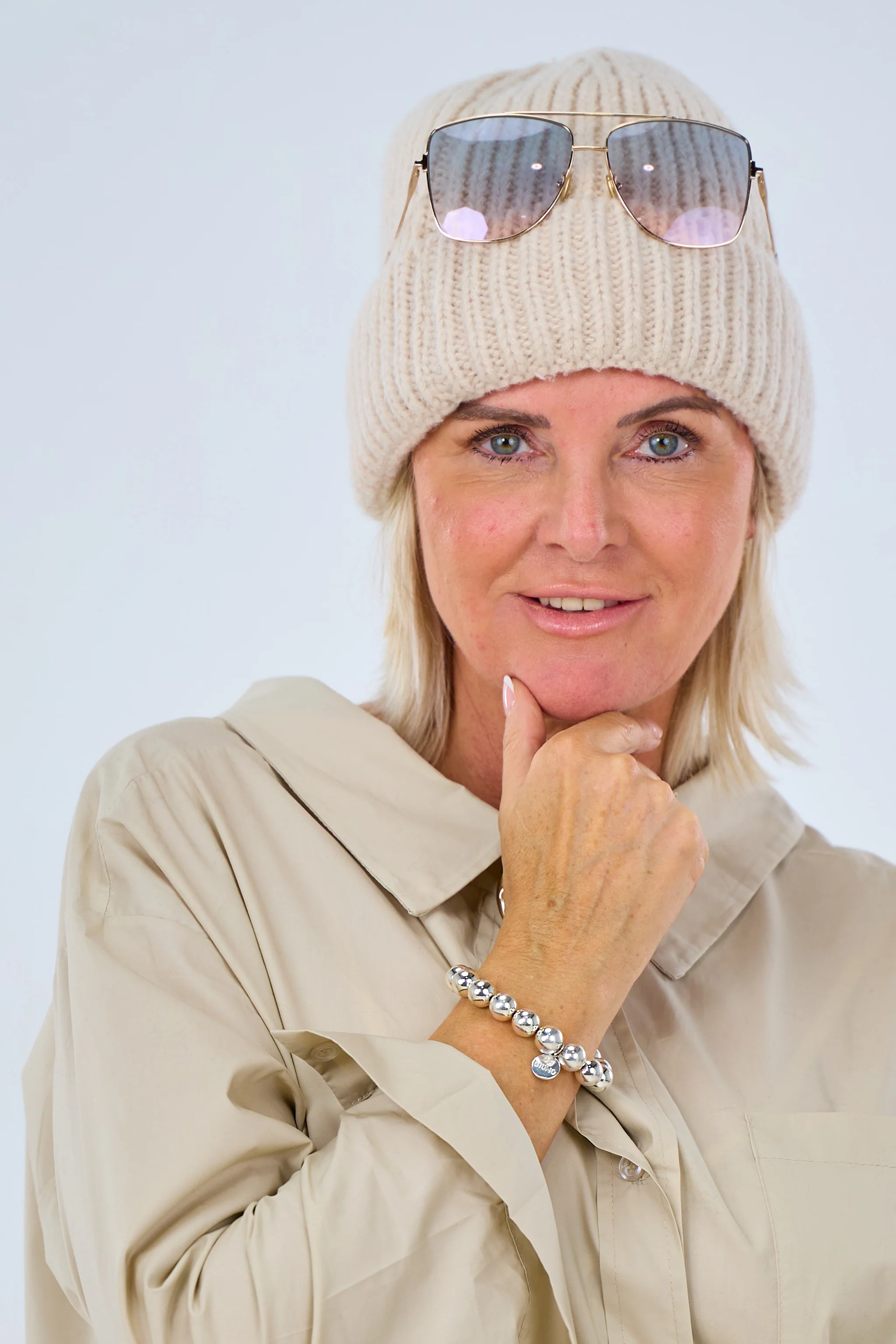 Perlenarmband, gold & silber