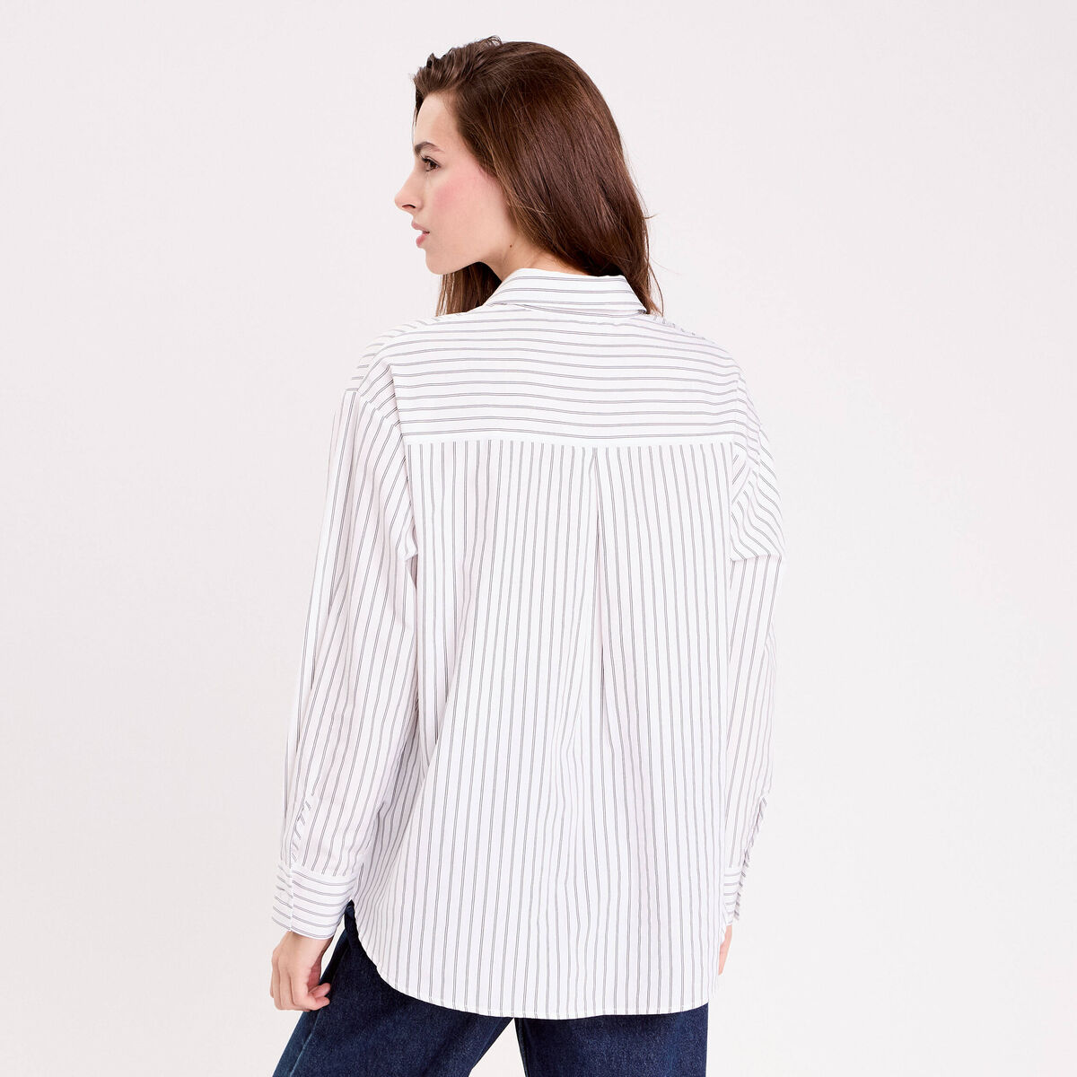 Chemise col chemise manches longues blanc femme