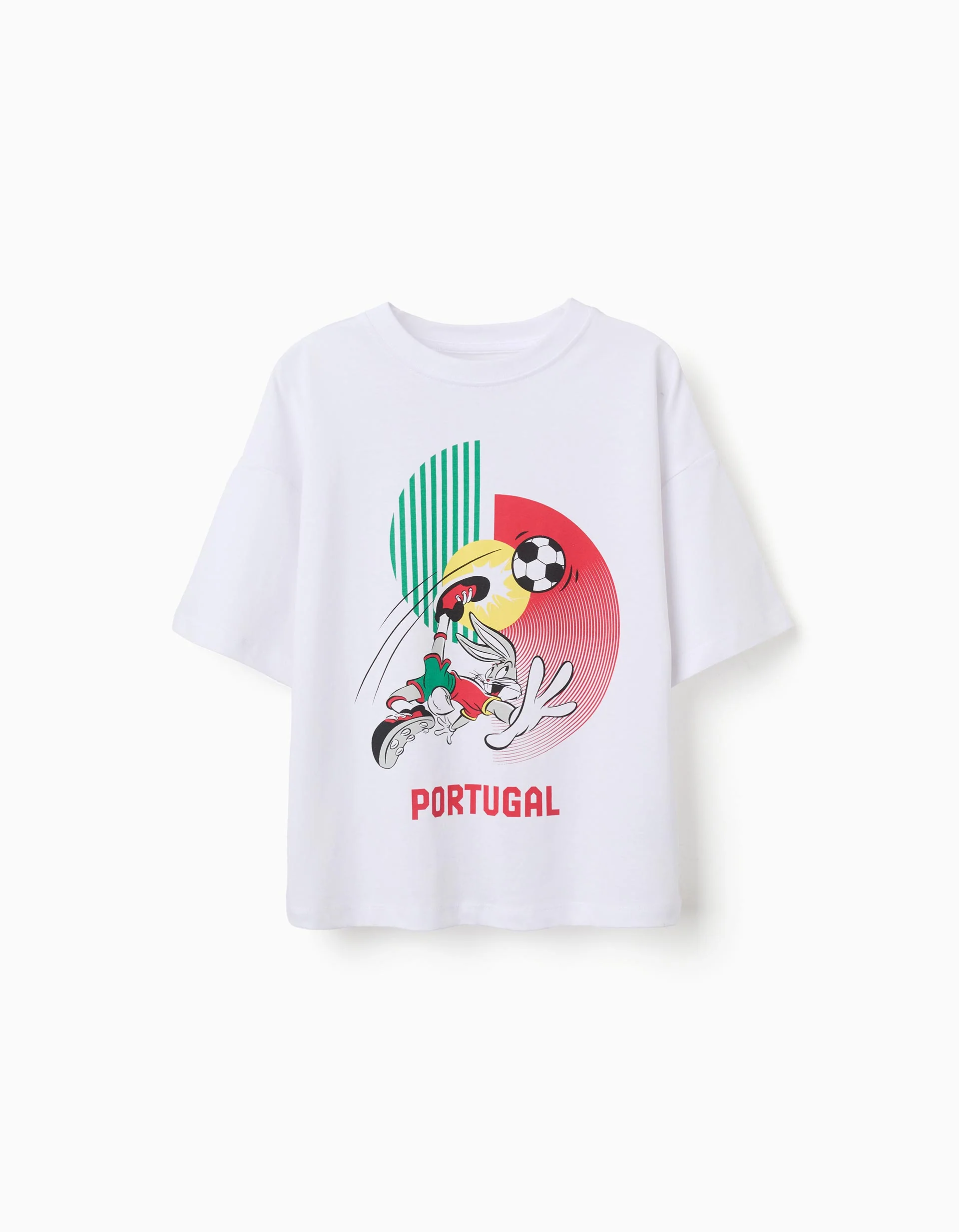 Cotton T-shirt with Bugs Bunny print for children, white