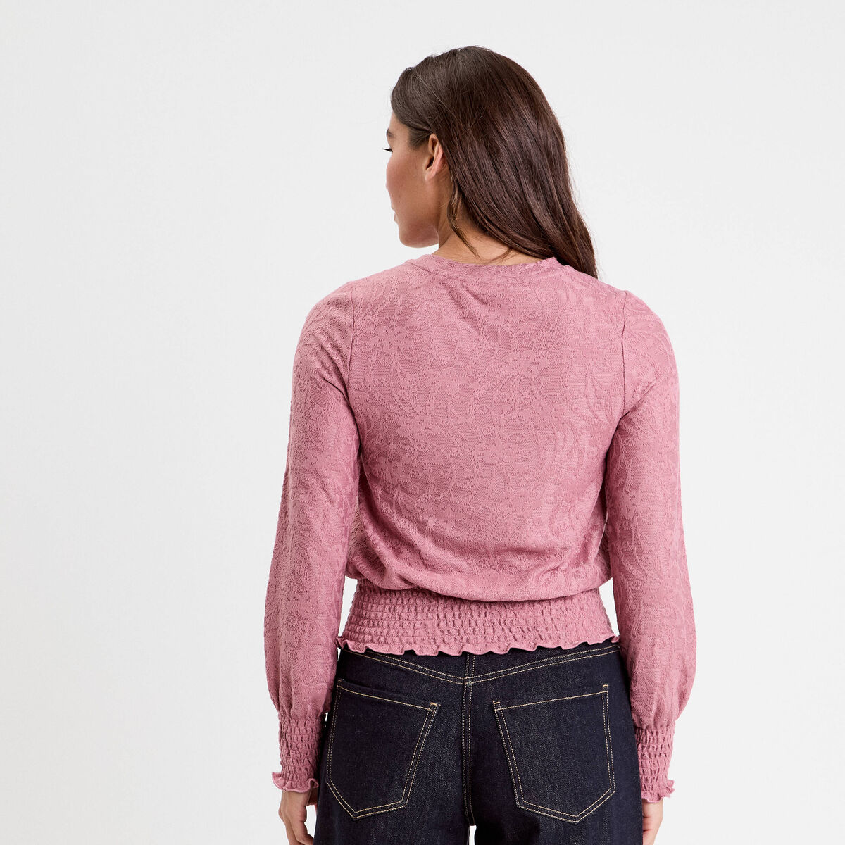 Blouse manches longues vieux rose femme