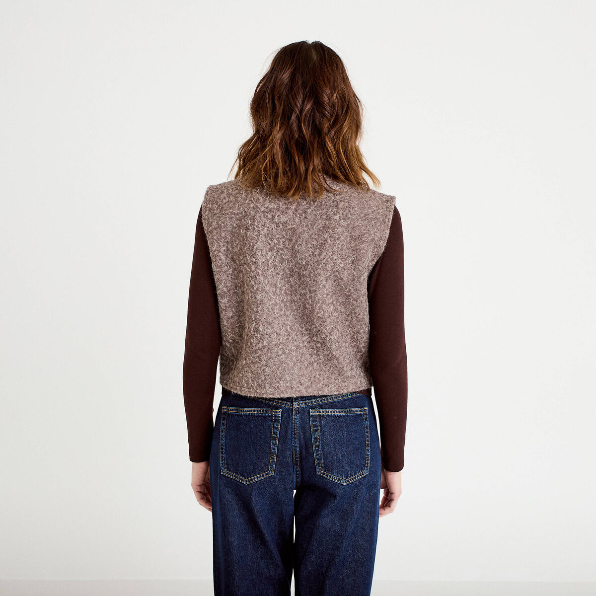 Veste sans manches effet polaire sable femme