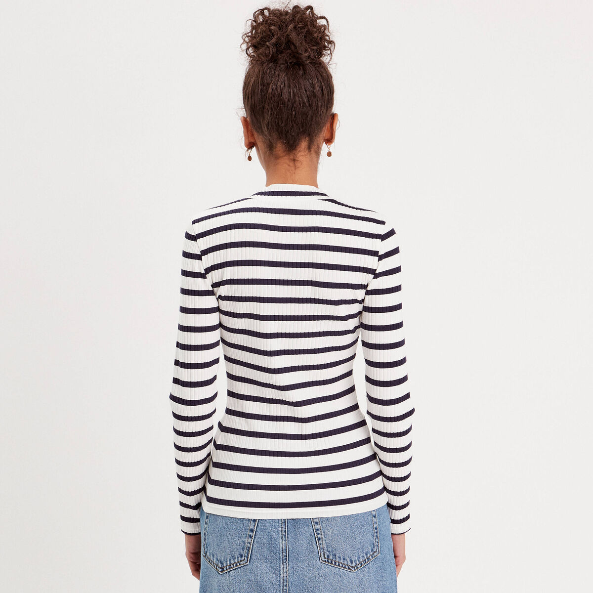 T-shirt cintré col montant blanc femme