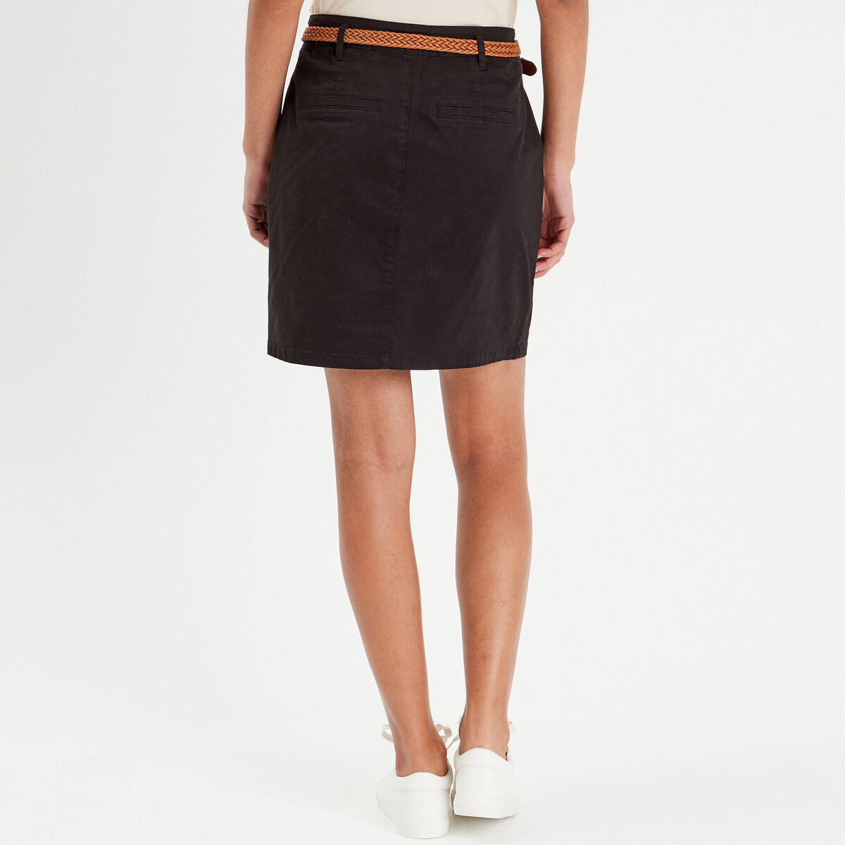 Jupe chino ceinturée noir femme