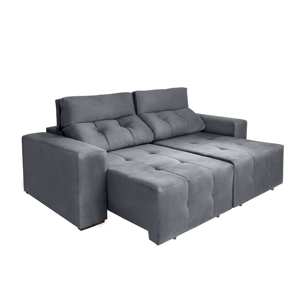 Sofá 4 Lugares Retrátil e Reclinável Roma Suede Cinza em Promoção | Ofertas na Americanas