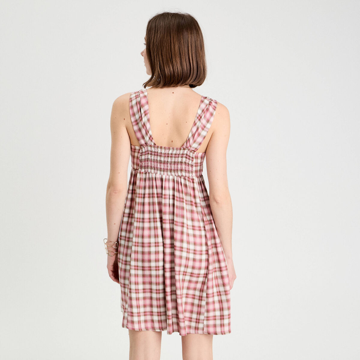 Robe trapèze sans manches rose femme