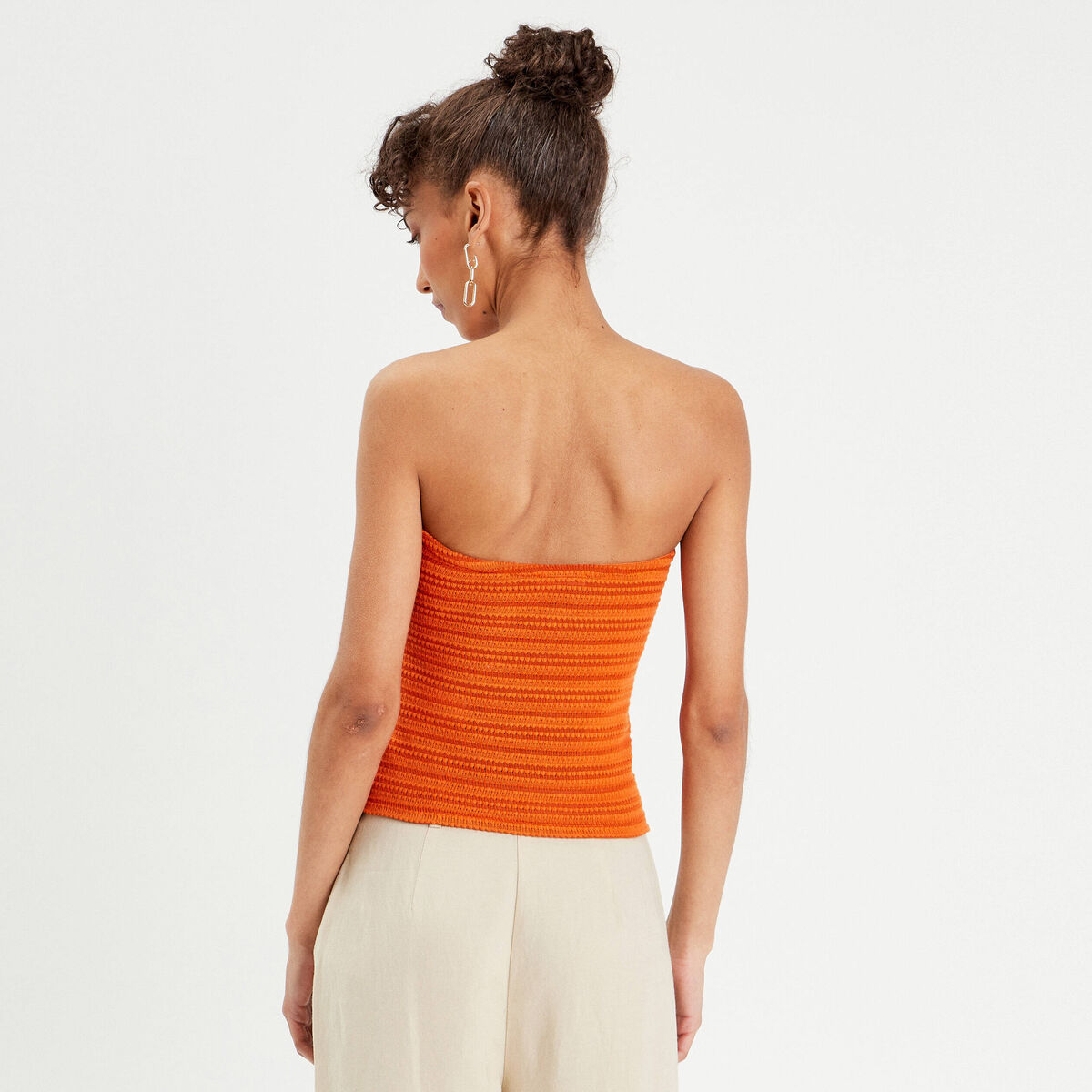 Bandeau cropped bustier orange foncé femme