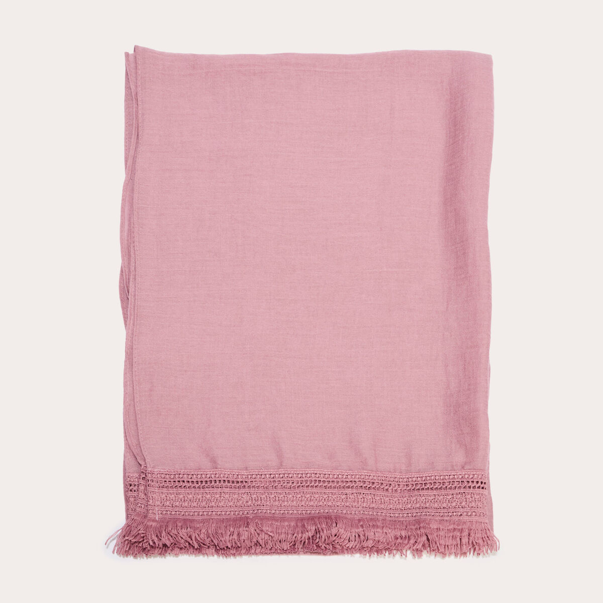 Foulard avec franges vieux rose femme