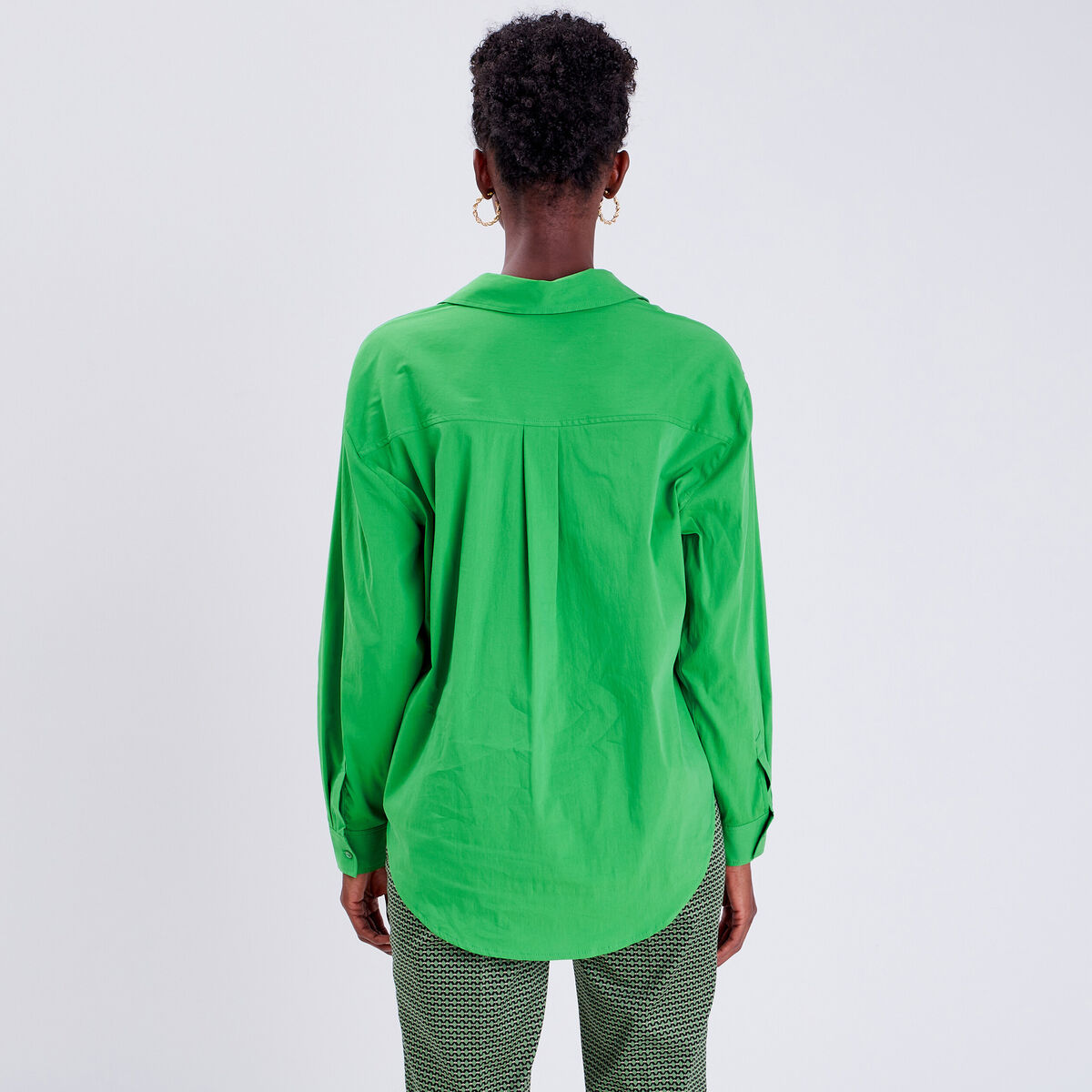 Chemise manches longues vert femme