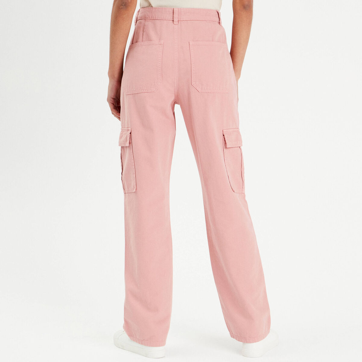 Pantalon large cargo vieux rose femme
