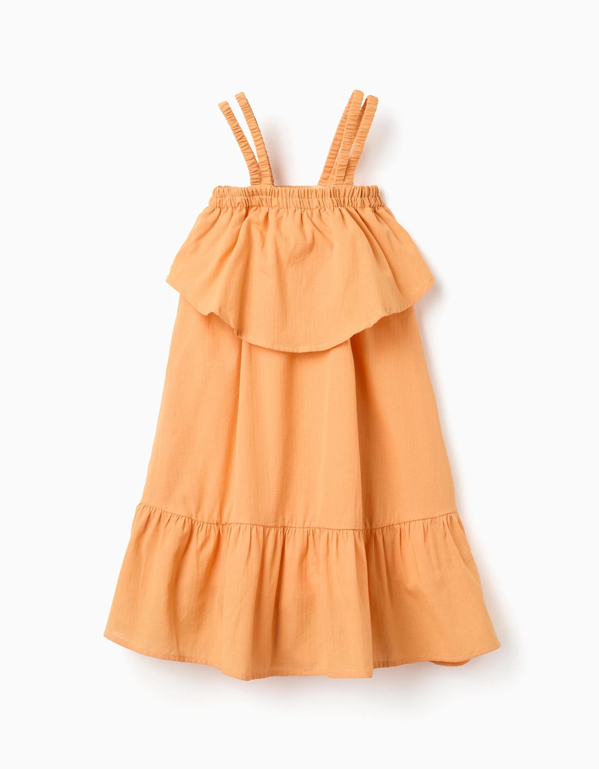 Cotton sleeveless dress with lining for girls, orange