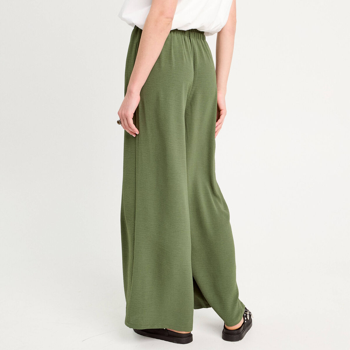 Pantalon large vert kaki femme