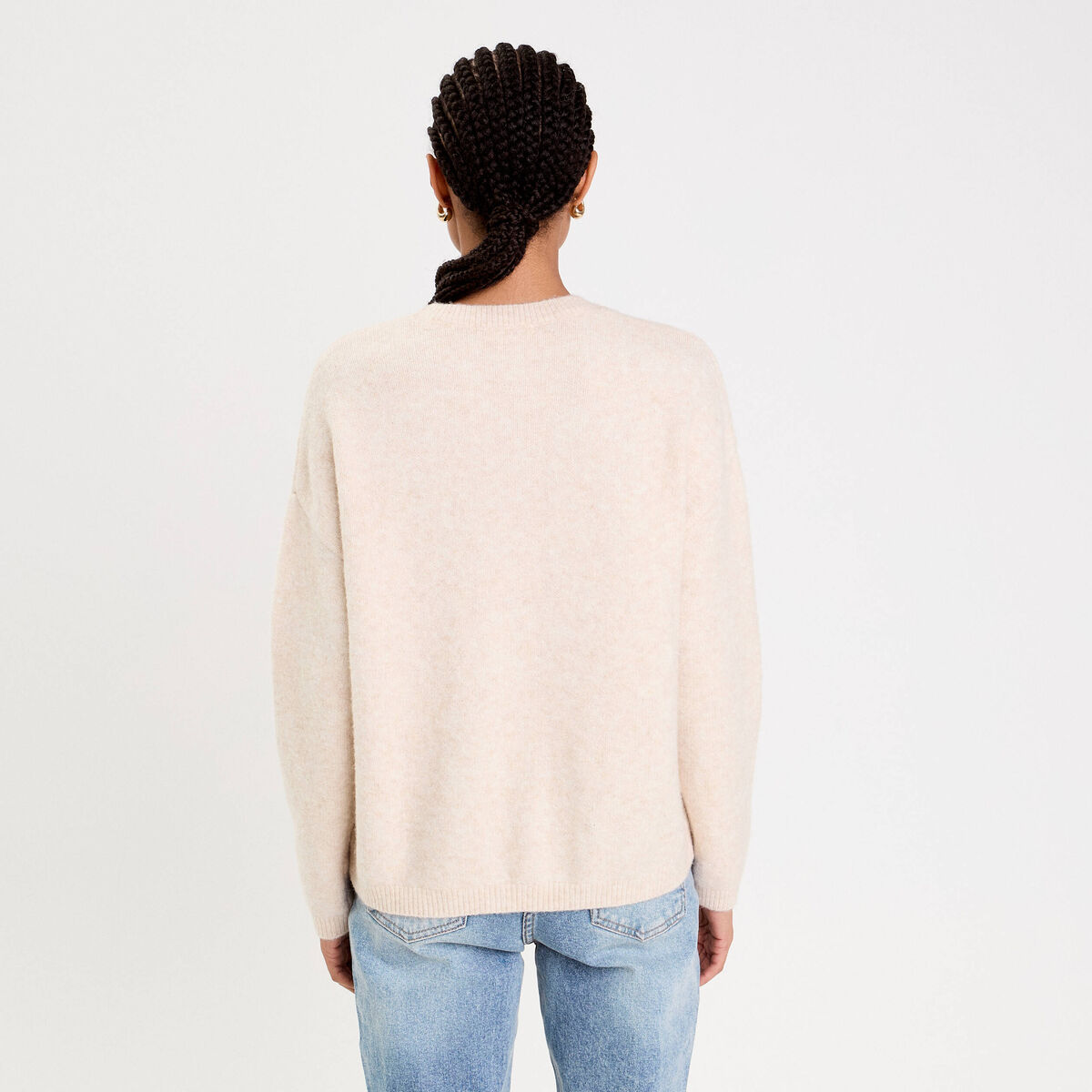 Pull manches longues beige femme
