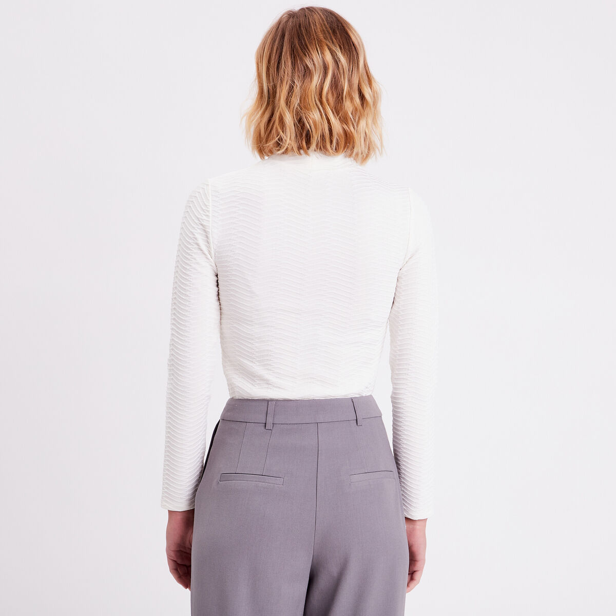 T-shirt col montant ecru femme