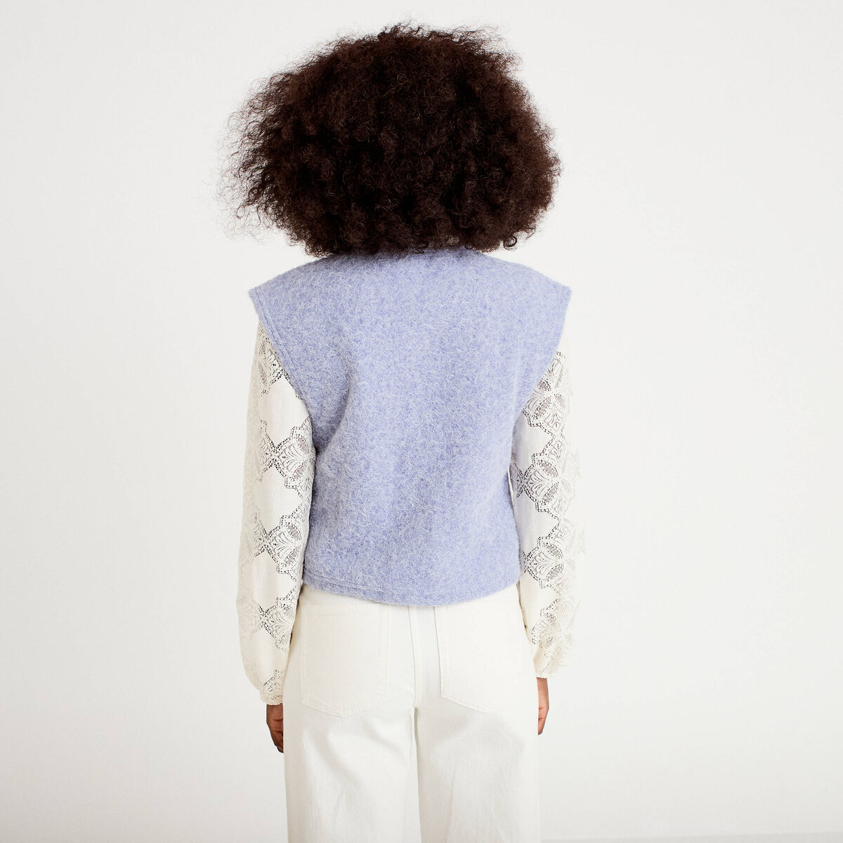 Gilet sans manches effet polaire bleu gris femme