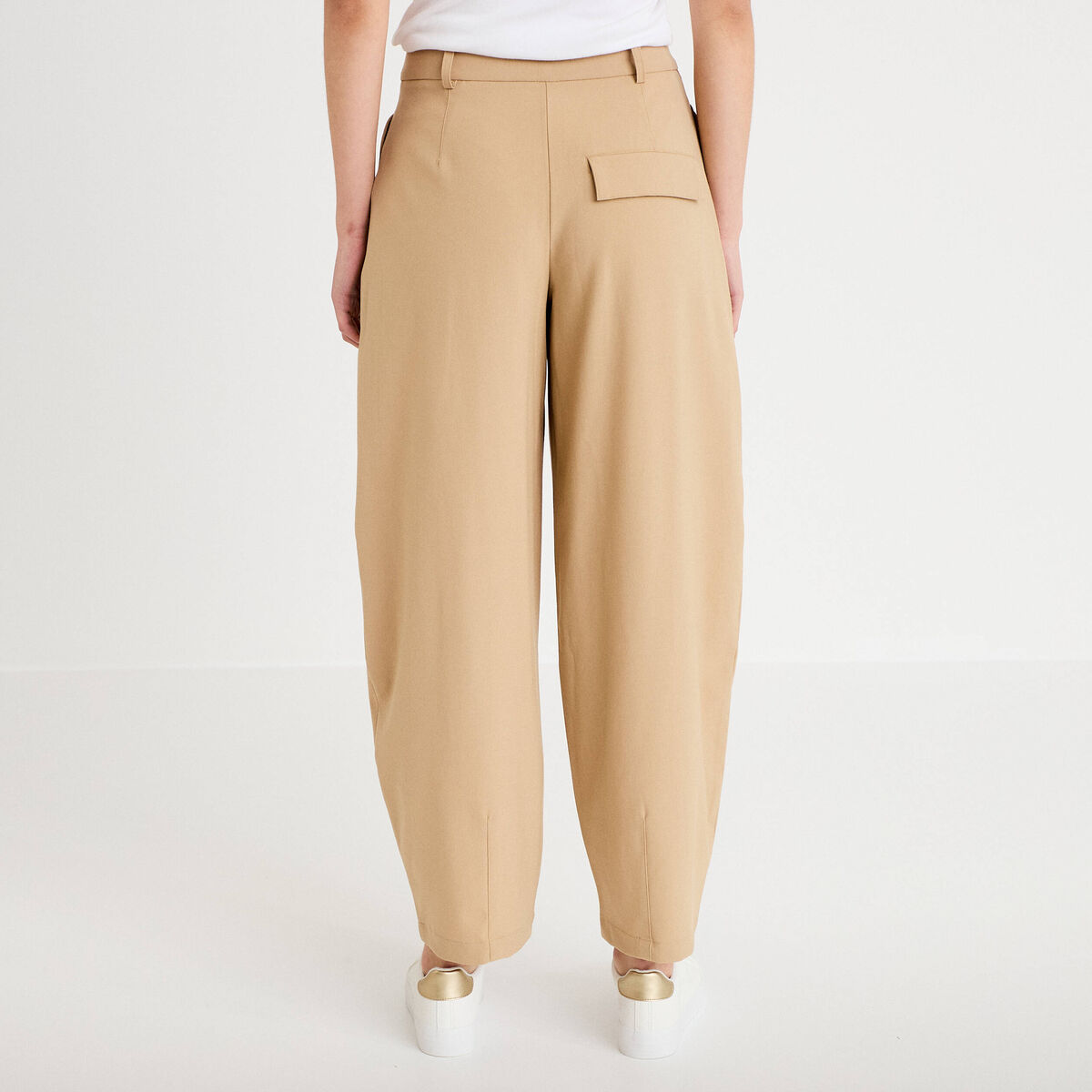 Pantalon barrel beige femme