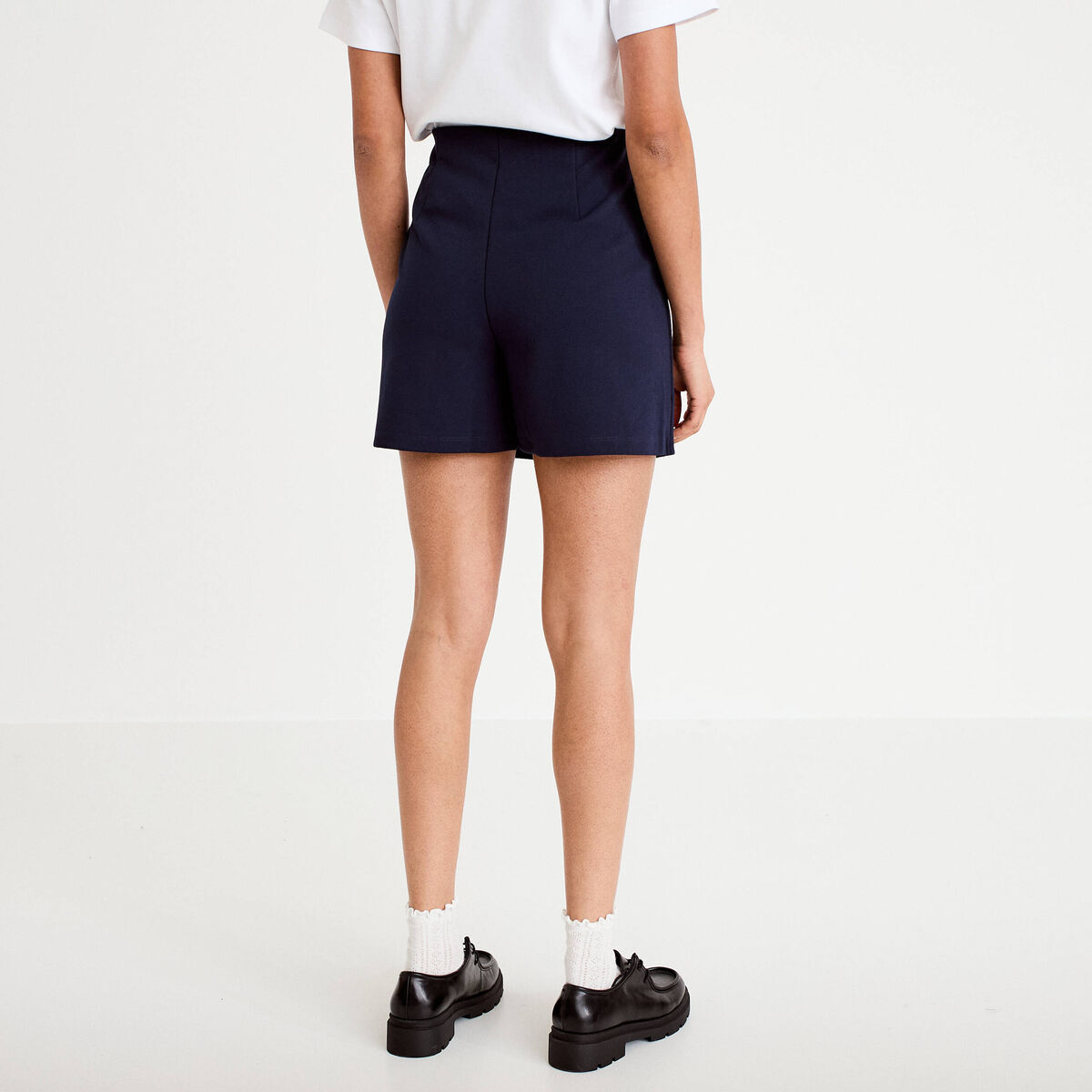 Jupe droite courte bleu marine femme