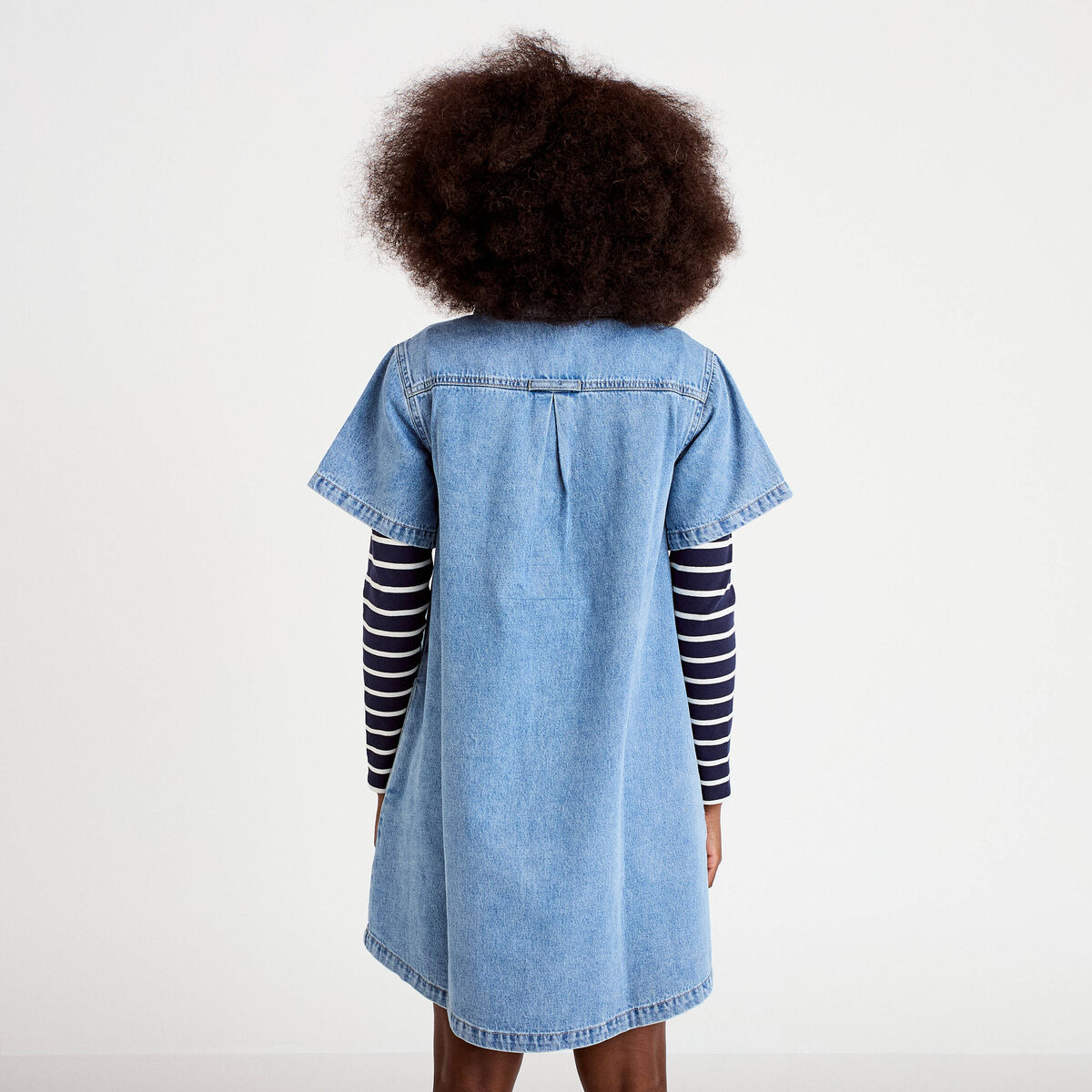 Robe droite en jean denim double stone femme