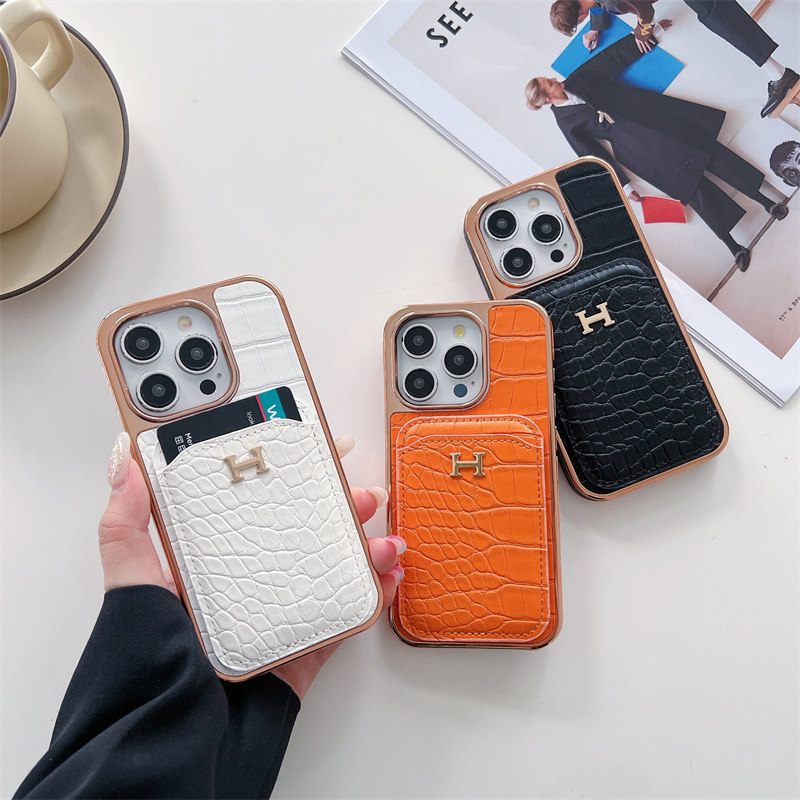 iphone17pro ケース ハイ ブランド iphone16 ケース エルメス 風 カード収納 iphoneケース iphone15/14/13 ケース ブランド 人気 iphoneケース クロコダイル 型押し